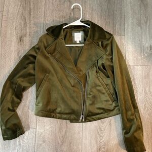 LC Lauren Conrad Olive Green suede Moto Jacket